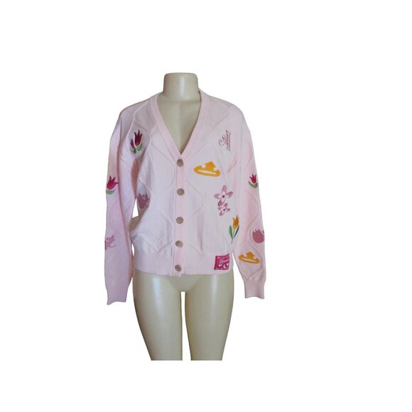 Disney Sleeping Beauty Princess Aurora Pink Cardigan Size M - Picture 1 of 6